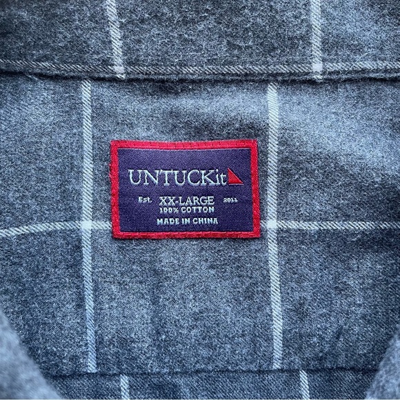 UNTUCKIT Plaid Flannel Button Down Long Sleeve Shirt Men’s Size XXL 100% Cotton - Picture 5 of 6
